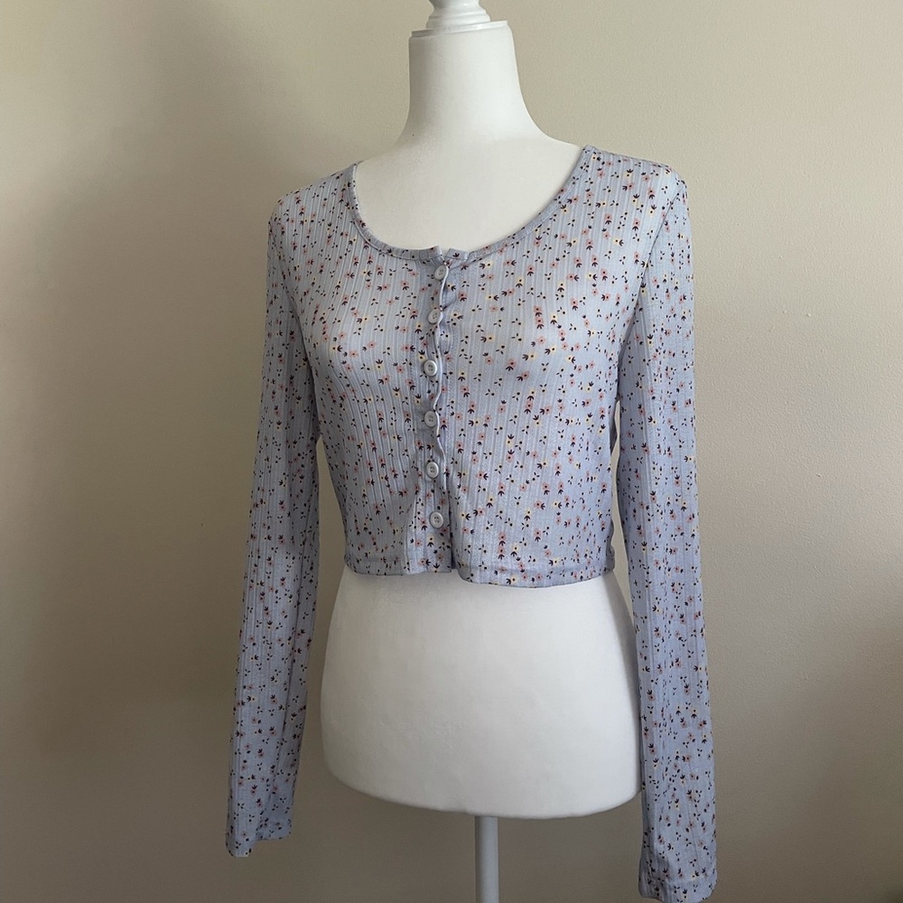 SHEIN Blue/Floral Crop Top